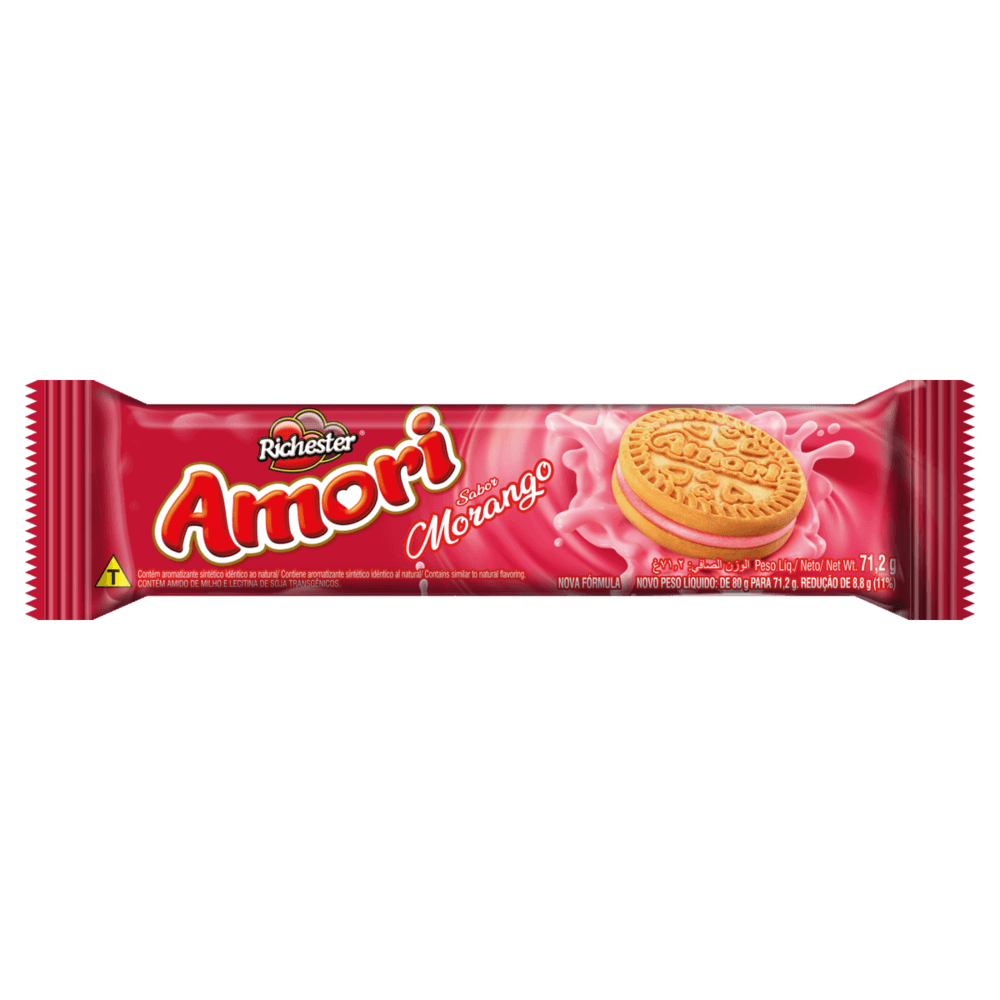 Biscoito Recheado Amori Morango 71,2g