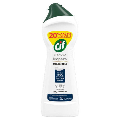 Limpador-Cremoso-Cif-Multi-Uso-Original-20--Gratis-250ml Limpador-Cremoso-Cif-Multi-Uso-Original-20--Gratis-250ml