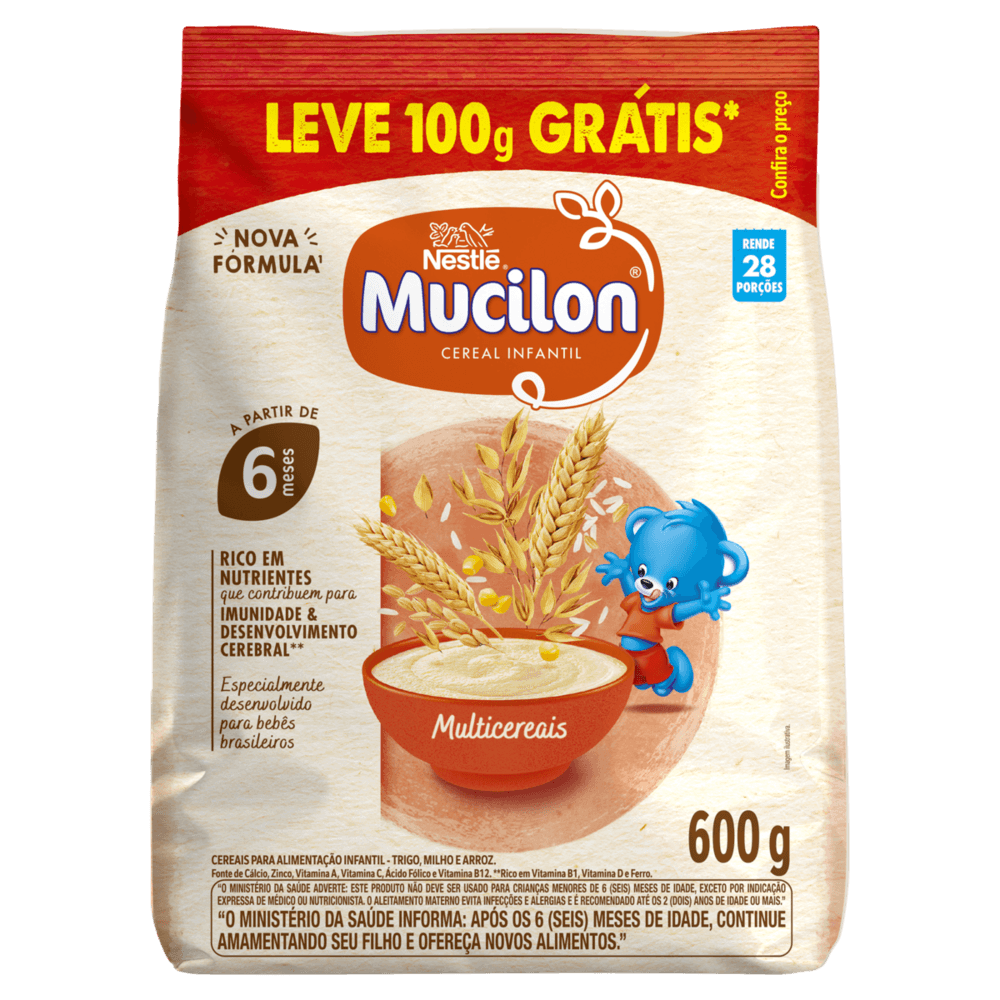 Cereal Infantil Multicereais Mucilon Pacote 600g Grátis 100g