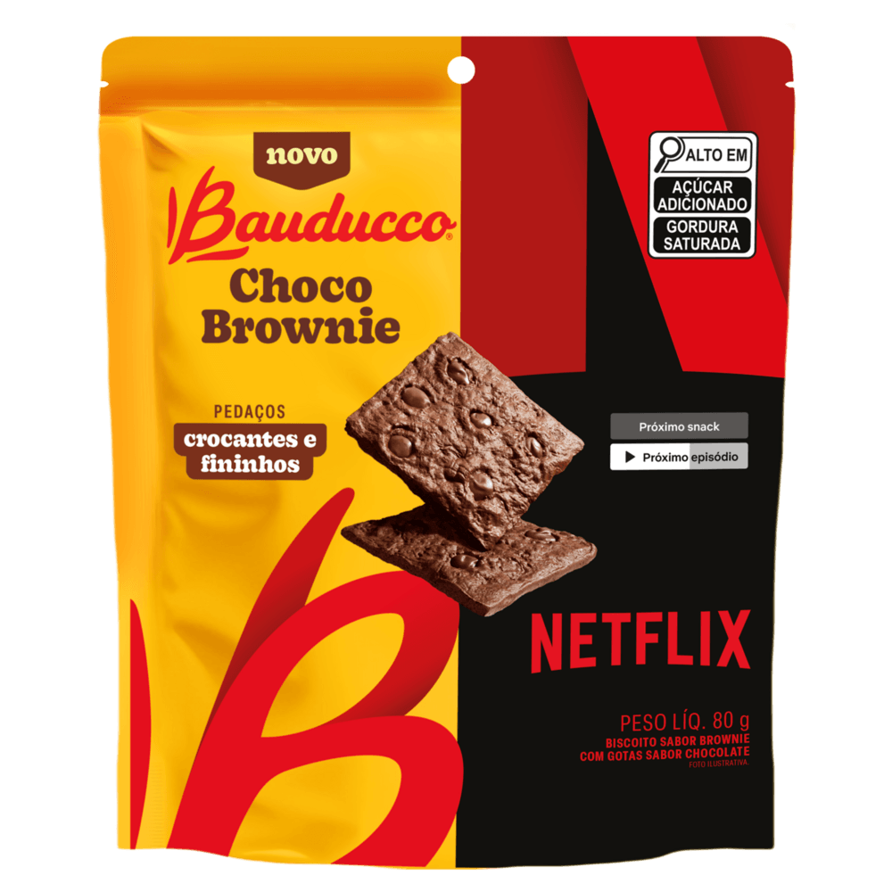 Biscoito com Gotas de Chocolate Choco Brownie Netflix Bauducco Pouch 80g