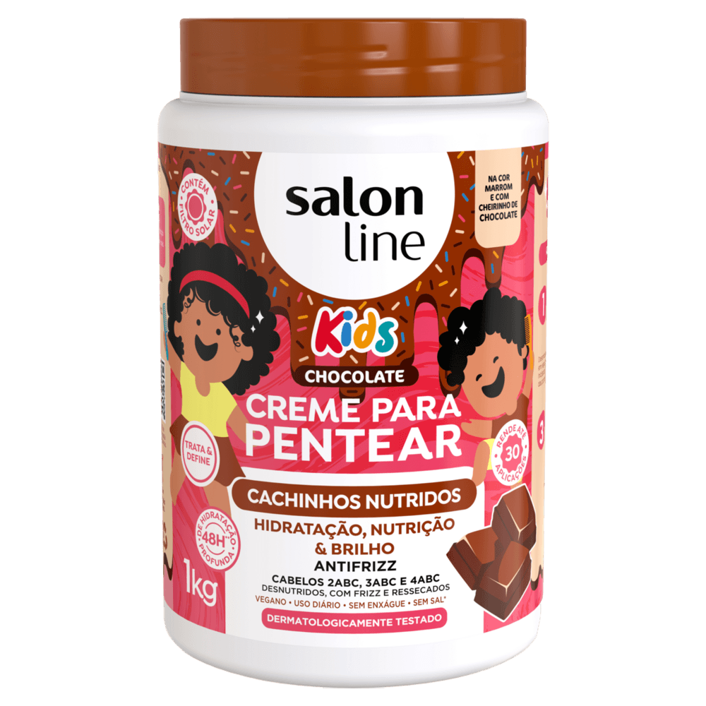Creme para Pentear Chocolate Salon Line Kids Cachinhos Nutridos Pote 1kg