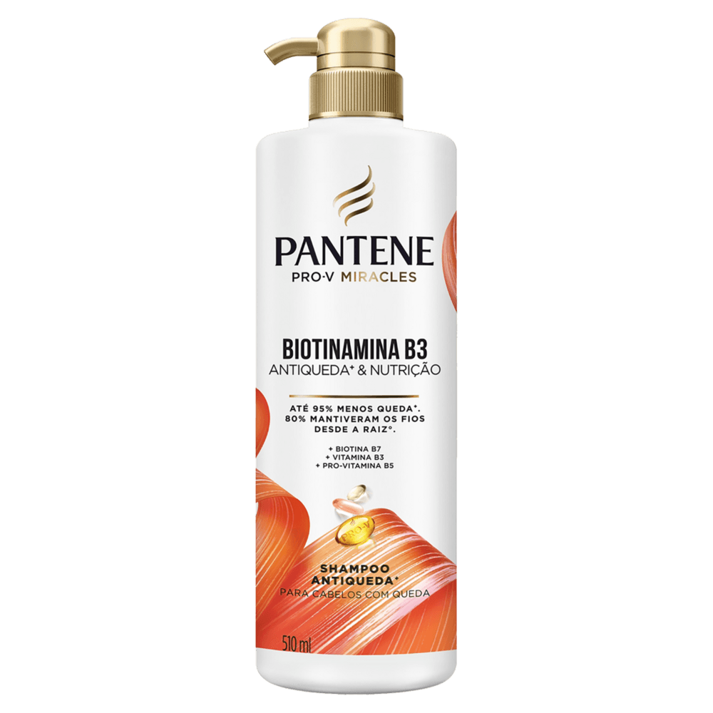 Shampoo Pantene Biotinamina B3 Antiqueda & Nutrição Frasco 510ml Pump