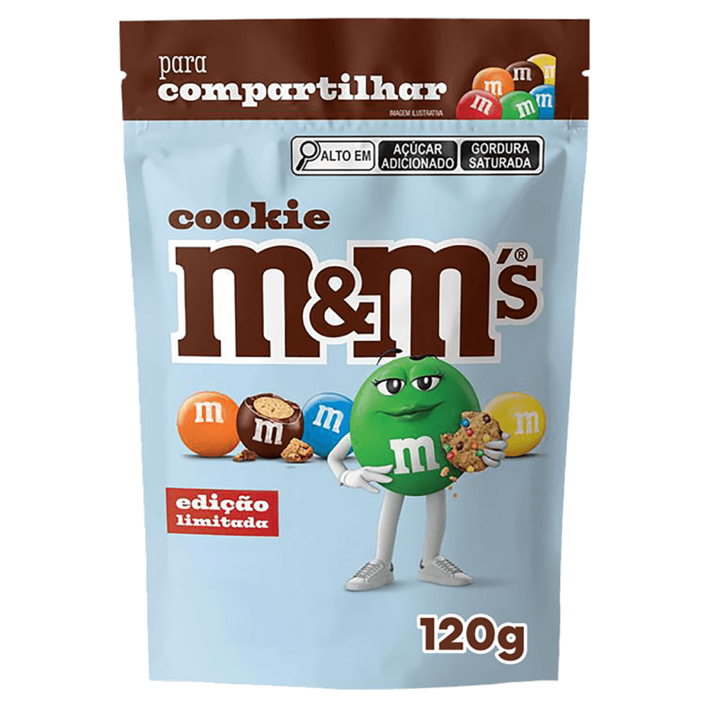 Confeito de Chocolate ao Leite com Cookie M&M's para Compartilhar Pouch 120g
