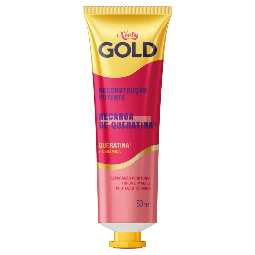 Recarga de Queratina Niely Gold Reconstrução Potente Bisnaga 80ml