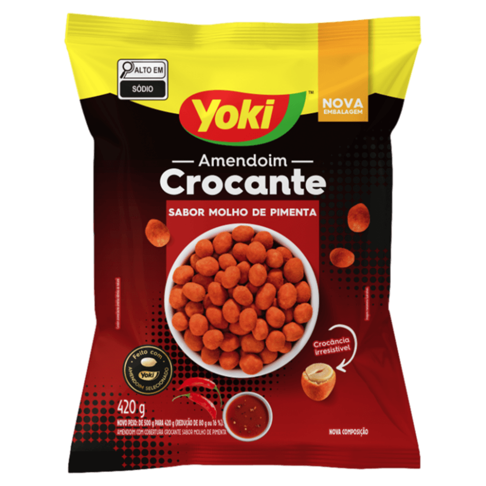 Amendoim Crocante Molho de Pimenta Yoki Pacote 420g