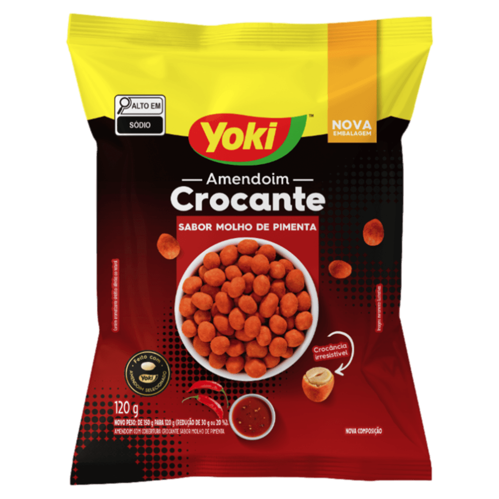 Amendoim Crocante Molho de Pimenta Yoki Pacote 120g
