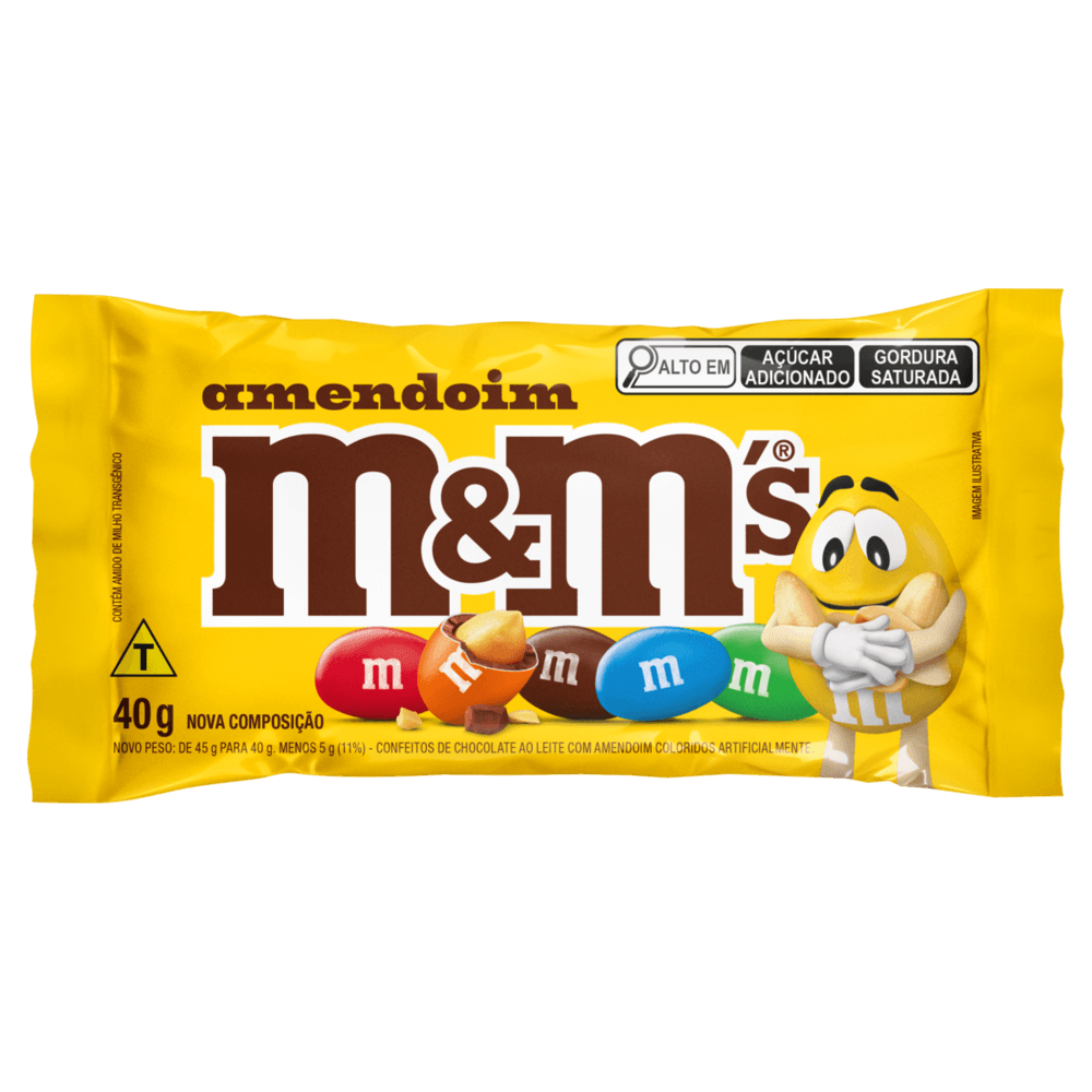 Confeito de Chocolate ao Leite com Amendoim M&M's Pacote 40g