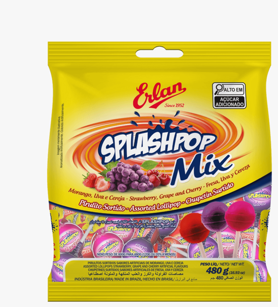 PIRULITO ERLAN SPLASHPOP MIX 480GRAMAS