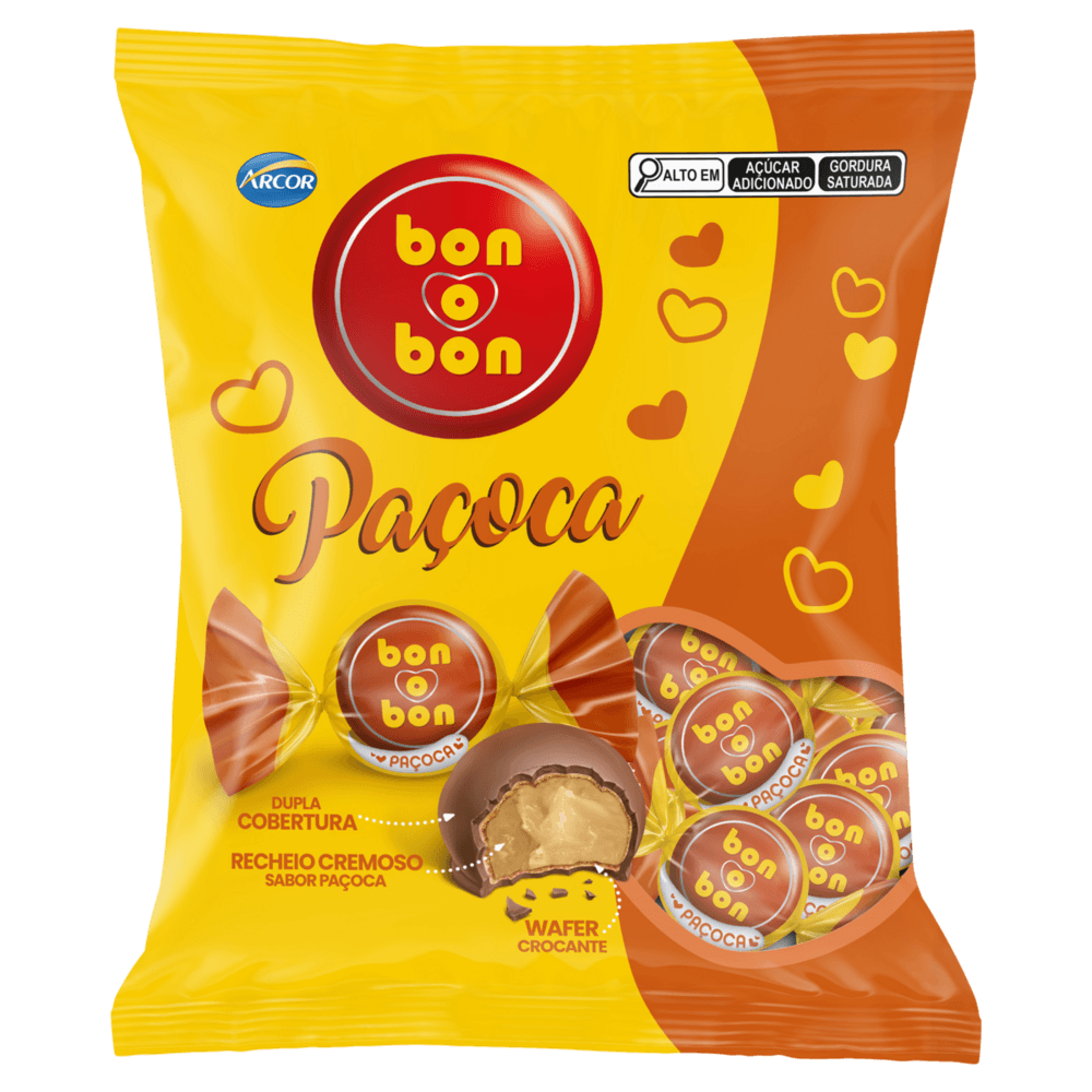 Bombom Wafer Paçoca Bon o Bon Pacote 750g 50 Unidades