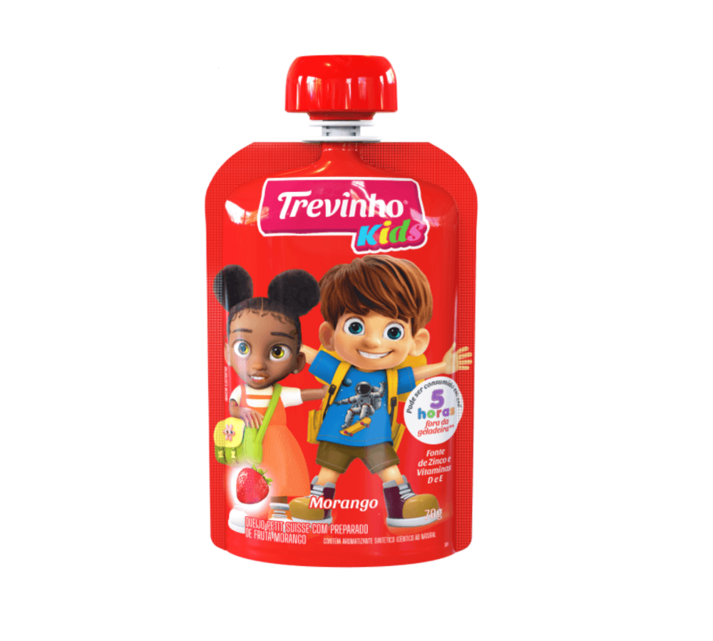 PETIT SUISSE TREVINHO KIDS POUCH MORANGO 70G