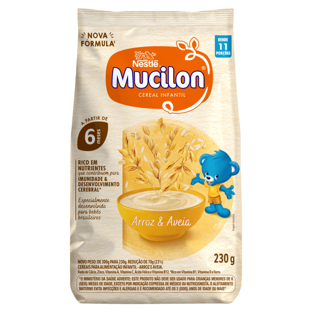Cereal Infantil Arroz & Aveia Mucilon Pacote 230g