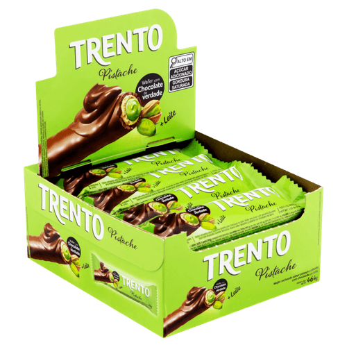 Wafer-Recheio-Pistache-Cobertura-Chocolate-ao-Leite-Trento-Caixa-464g-16-Unidades Wafer-Recheio-Pistache-Cobertura-Chocolate-ao-Leite-Trento-Caixa-464g-16-Unidades