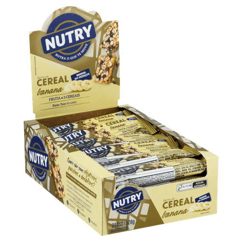 Barra-de-Cereal-com-Banana-Nutry-Caixa-528g-24-Unidades-22g-Cada Barra-de-Cereal-com-Banana-Nutry-Caixa-528g-24-Unidades-22g-Cada