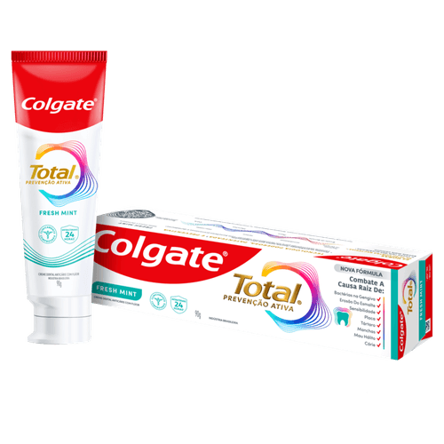 Creme-Dental-Fresh-Mint-Colgate-Total-Prevencao-Ativa-Caixa-90g Creme-Dental-Fresh-Mint-Colgate-Total-Prevencao-Ativa-Caixa-90g