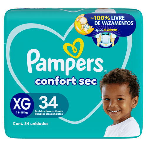 Fralda-Descartavel-Infantil-Pampers-Confort-Sec-XG-Pacote-34-Unidades Fralda-Descartavel-Infantil-Pampers-Confort-Sec-XG-Pacote-34-Unidades