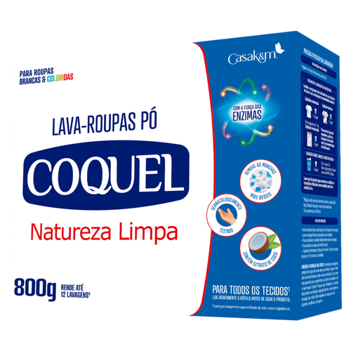 Lava-Roupas-Po-Roupas-Brancas-e-Coloridas-Coquel-Natureza-Limpa-Caixa-800g Lava-Roupas-Po-Roupas-Brancas-e-Coloridas-Coquel-Natureza-Limpa-Caixa-800g