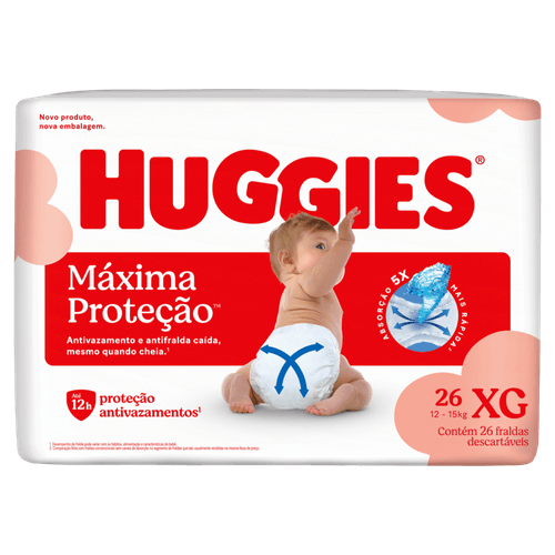 Fralda-Descartavel-Infantil-Huggies-Maxima-Protecao-XG-Pacote-26-Unidades Fralda-Descartavel-Infantil-Huggies-Maxima-Protecao-XG-Pacote-26-Unidades