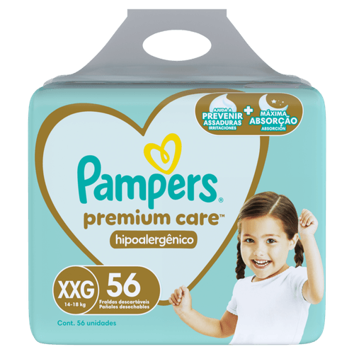Fralda-Descartavel-Infantil-Pampers-Premium-Care-XXG-Pacote-56-Unidades Fralda-Descartavel-Infantil-Pampers-Premium-Care-XXG-Pacote-56-Unidades