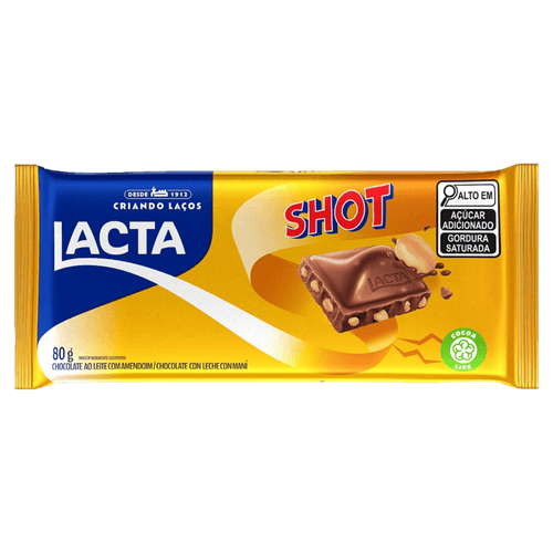 Chocolate-ao-Leite-com-Amendoim-Lacta-Shot-Pacote-80g Chocolate-ao-Leite-com-Amendoim-Lacta-Shot-Pacote-80g