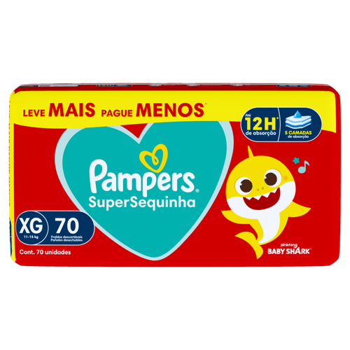 Fralda-Descartavel-Infantil-Pampers-SuperSequinha-XG-Pacote-70-Unidades-Leve-Mais-Pague-Menos Fralda-Descartavel-Infantil-Pampers-SuperSequinha-XG-Pacote-70-Unidades-Leve-Mais-Pague-Menos