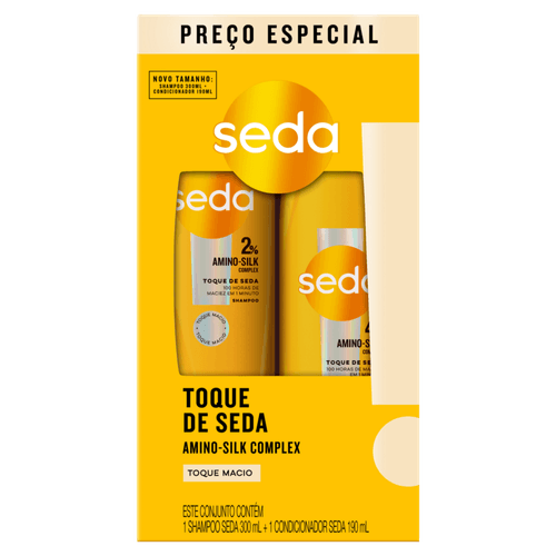 Kit-Shampoo-300ml---Condicionador-190ml-Seda-Toque-de-Seda Kit-Shampoo-300ml---Condicionador-190ml-Seda-Toque-de-Seda