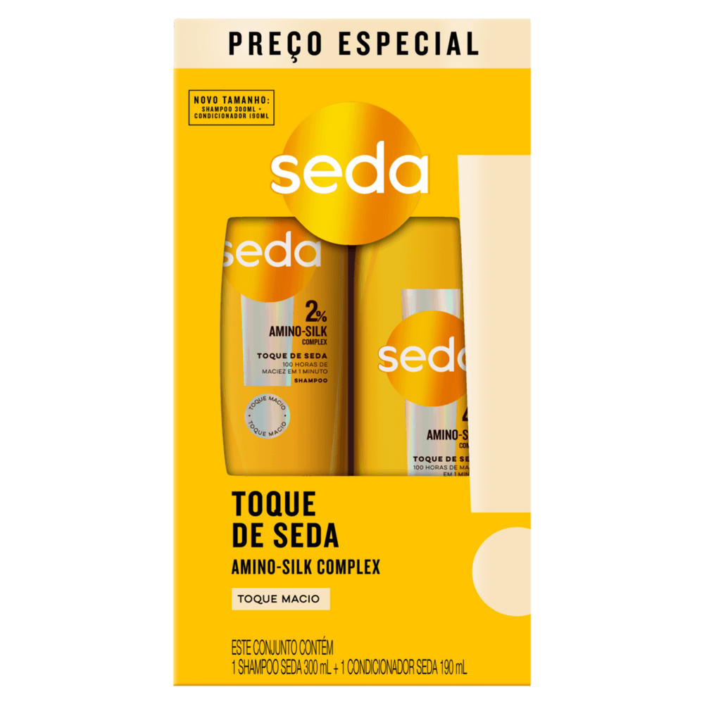 Kit Shampoo 300ml + Condicionador 190ml Seda Toque de Seda