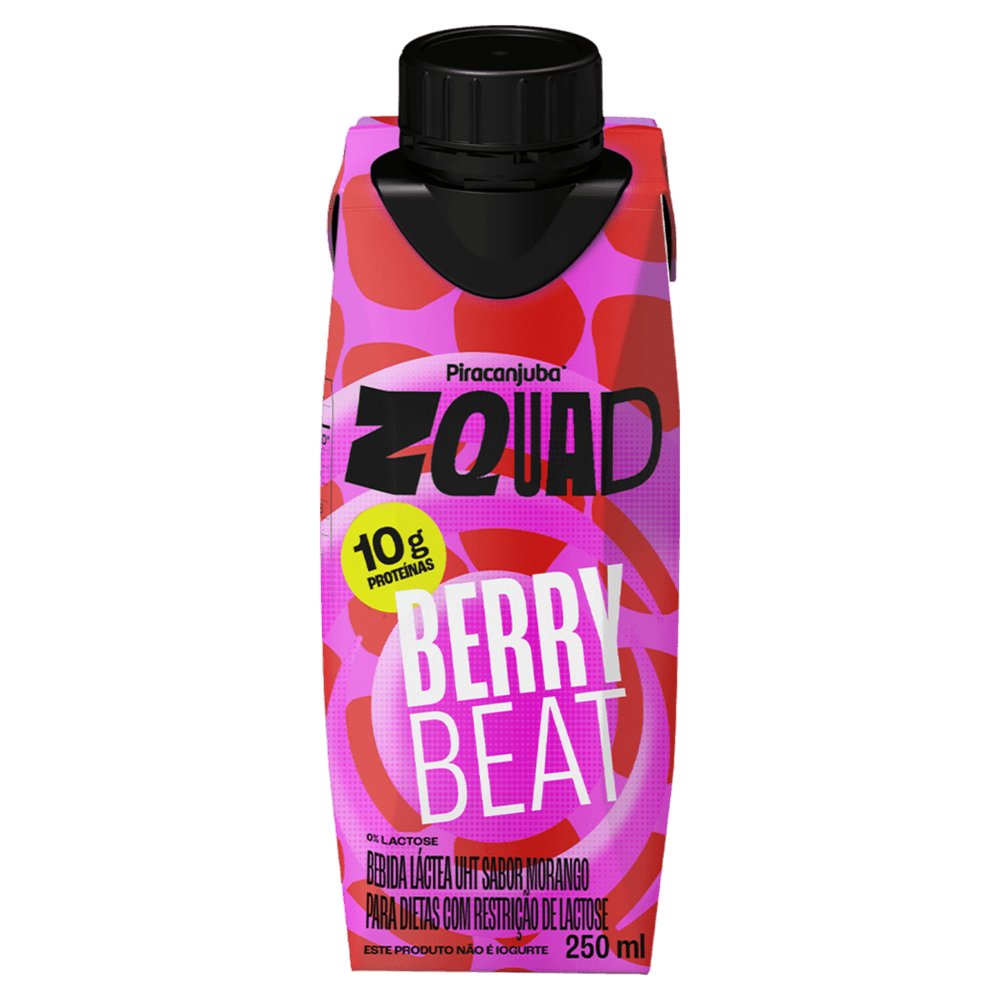 Bebida Láctea UHT Berry Beat Zero Lactose Piracanjuba Zquad Caixa 250ml