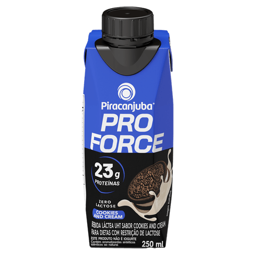Bebida-Lactea-UHT-Cookies-and-Cream-Zero-Lactose-Piracanjuba-ProForce-Caixa-250ml