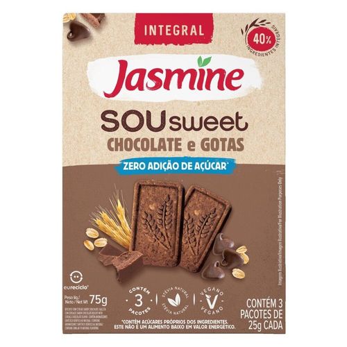 Biscoito-Vegano-Integral-Chocolate---Gotas-Zero-Acucar-Jasmine-Sou-Sweet-75g