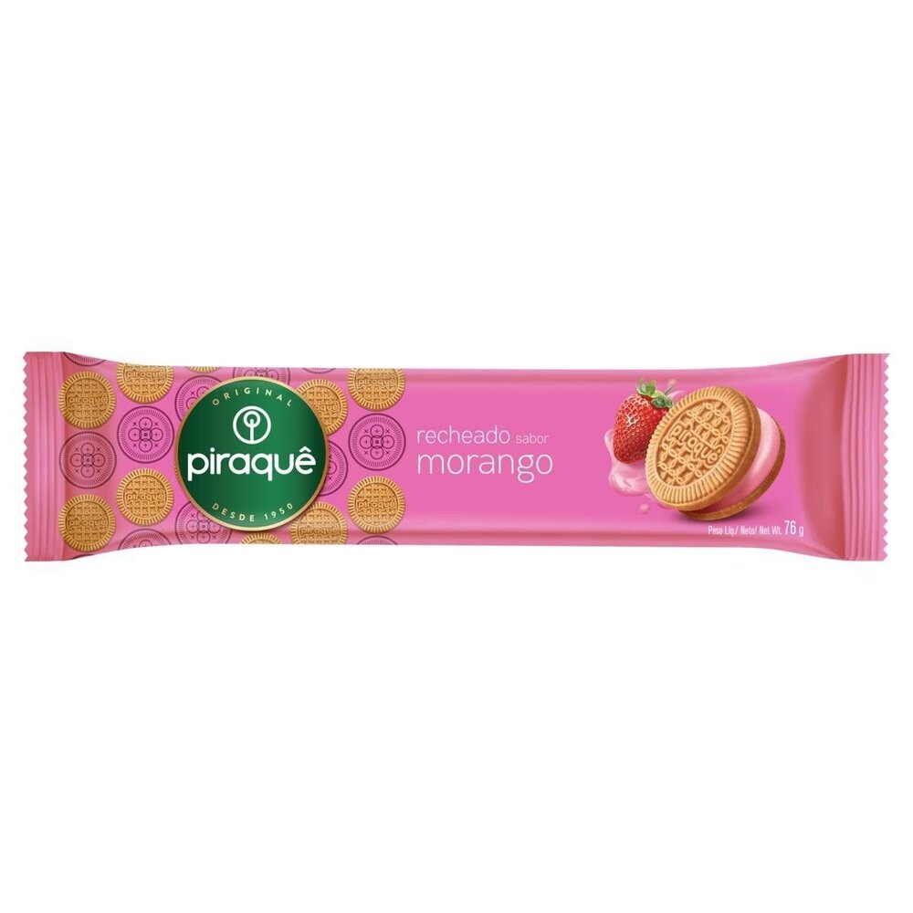 Biscoito Recheio Morango Piraquê 76g