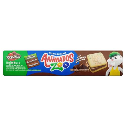 Biscoito-Recheio-Chocolate-Tipo-Suico-Richester-Animados-Zoo-130g Biscoito-Recheio-Chocolate-Tipo-Suico-Richester-Animados-Zoo-130g