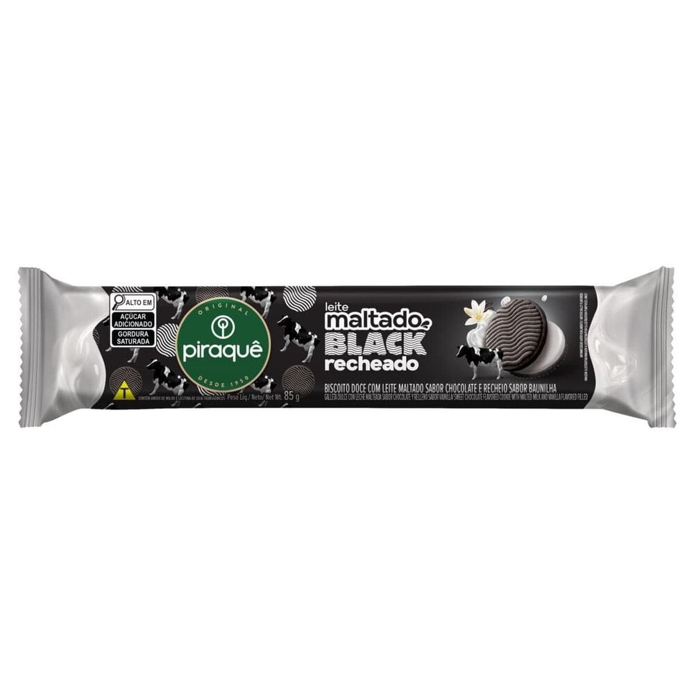 Biscoito Leite Maltado Recheado Black/Baunilha 85g - Piraquê