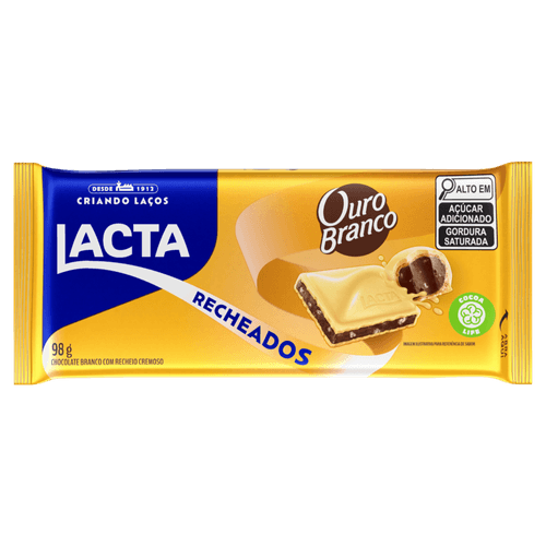 Chocolate-Branco-Ouro-Branco-Lacta-Recheados-Pacote-98g Chocolate-Branco-Ouro-Branco-Lacta-Recheados-Pacote-98g