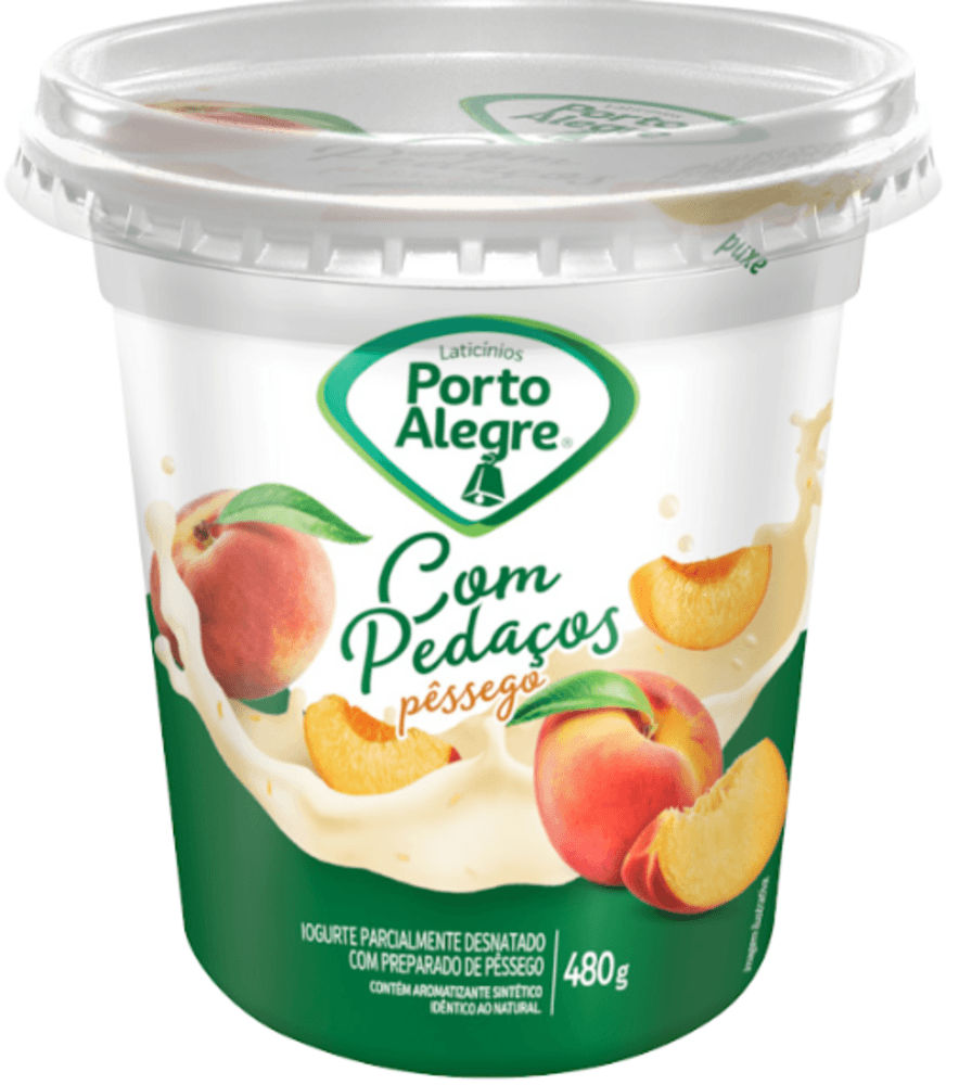 Iogurte Porto Alegre Pêssego Pedaços de Fruta 480g