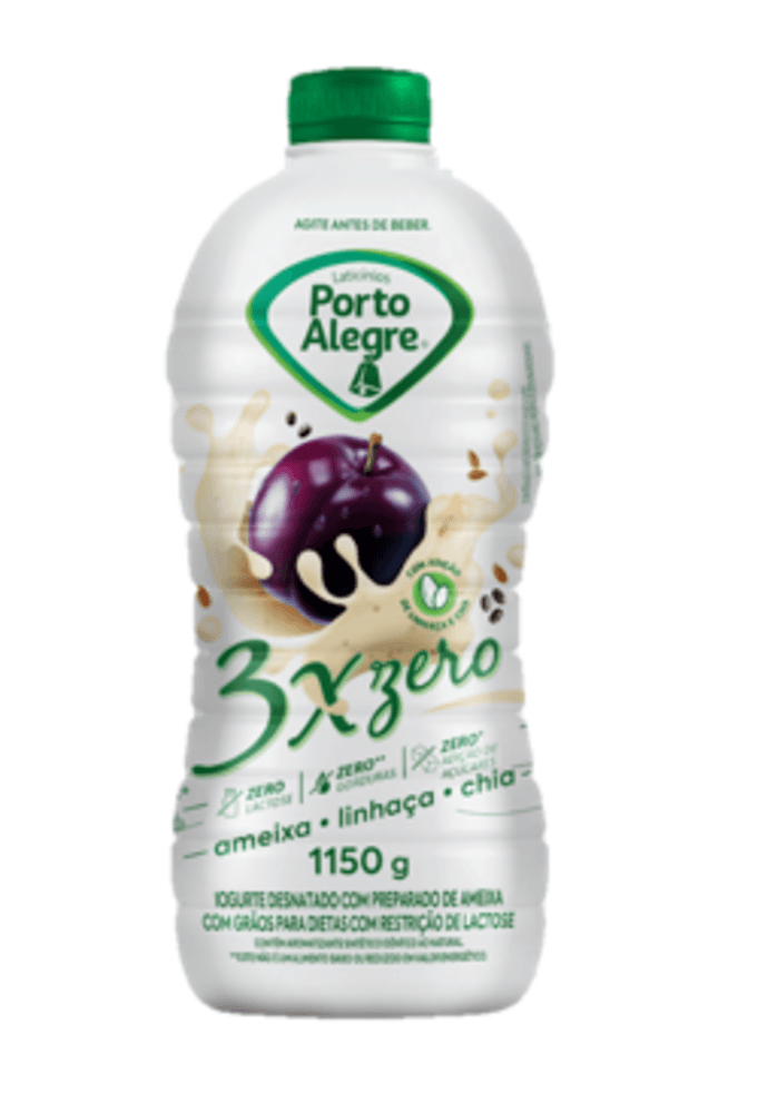 IOGURTE PORTO ALEGRE 1150G 3X ZERO AMEIXA COM GRÃOS