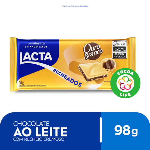 Chocolate-Branco-Ouro-Branco-Lacta-Recheados-Pacote-98g Chocolate-Branco-Ouro-Branco-Lacta-Recheados-Pacote-98g