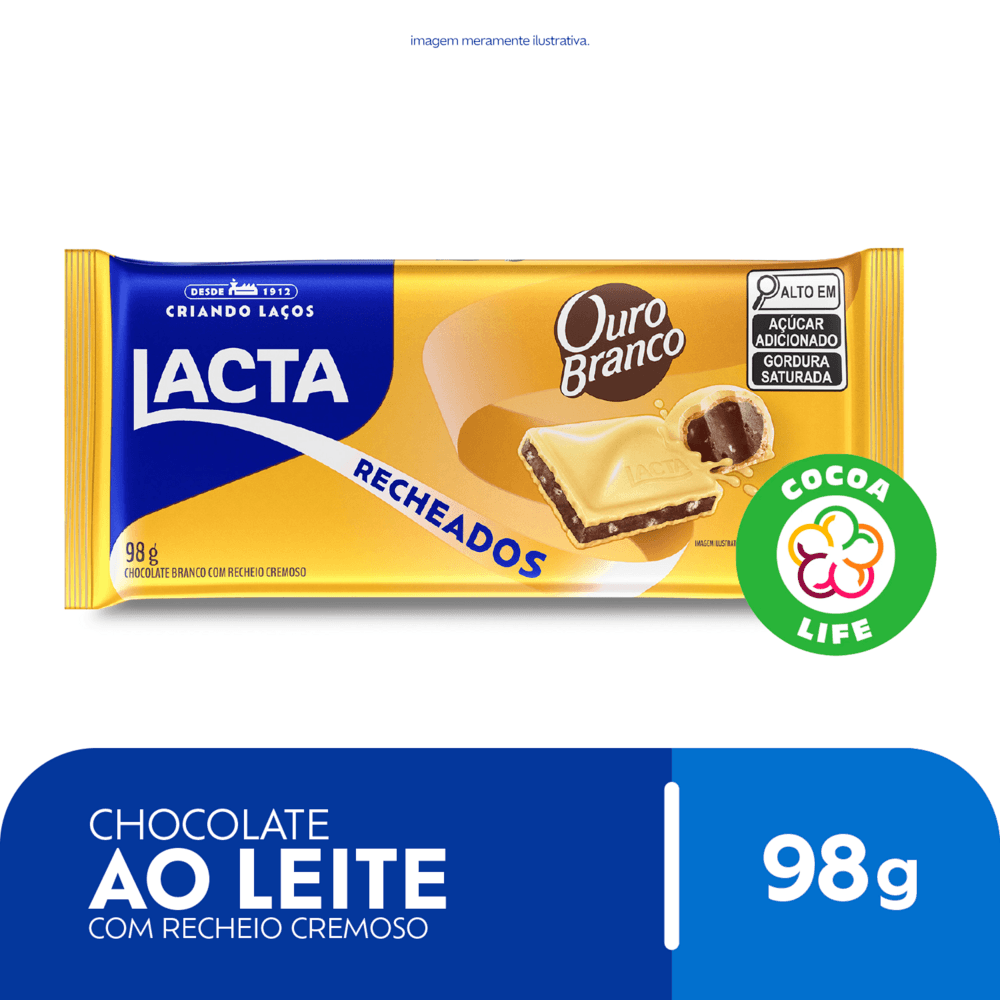 Barra de Chocolate Branco Lacta com Recheio Ouro Branco 98g