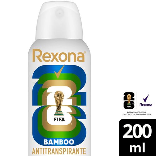 Antitranspirante Aerossol Bamboo Rexona 200ml Spray Edição Limitada FIFA