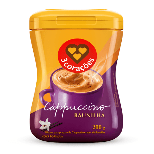 Cappuccino-Soluvel-Baunilha-3-Coracoes-Pote-200g