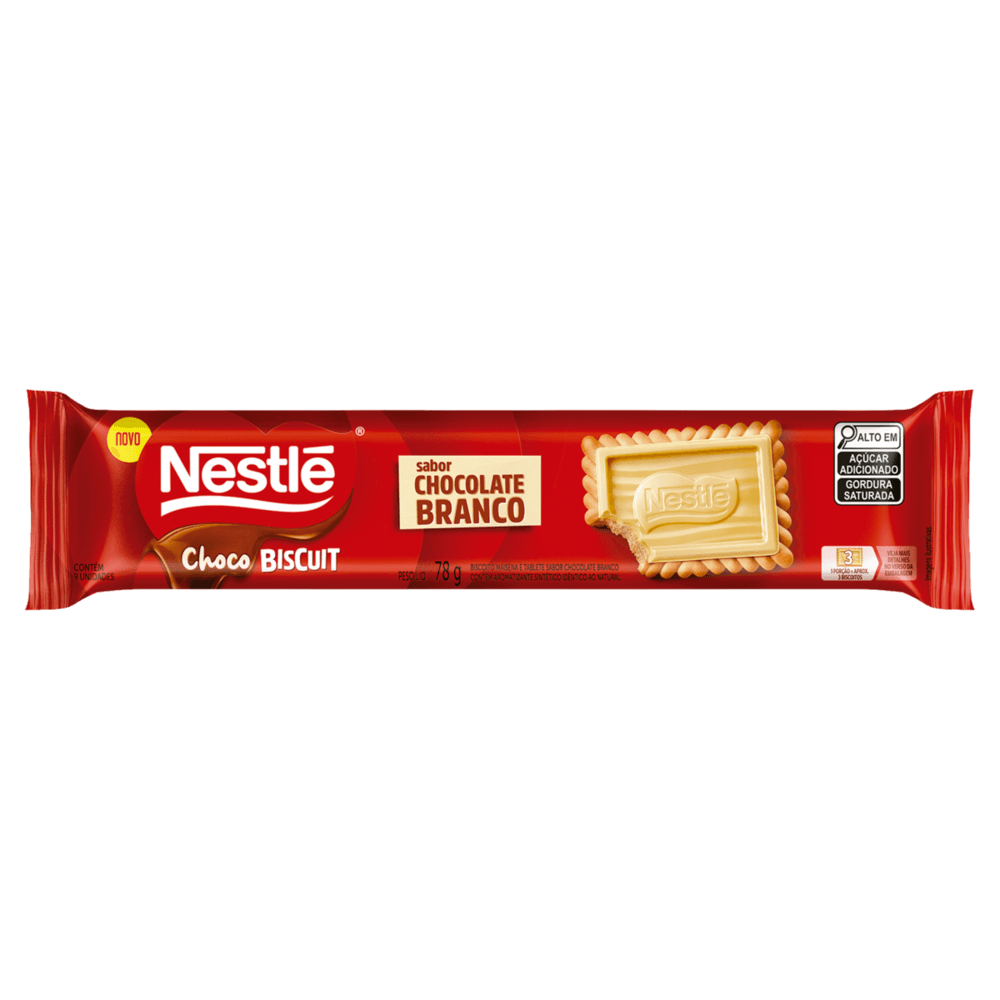 Biscoito Nestle Choco Biscuit Chocolate Branco 78g