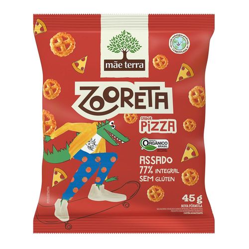 Salgadinho de Milho e Arroz 75% Integral Assado Orgânico Pizza Mãe Terra Zooreta Pacote 45g