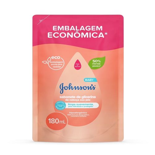 Sabonete-Liquido-de-Glicerina-da-Cabeca-aos-Pes-Johnson-s-Baby-Sache-180ml-Refil-Embalagem-Economica Sabonete-Liquido-de-Glicerina-da-Cabeca-aos-Pes-Johnson-s-Baby-Sache-180ml-Refil-Embalagem-Economica
