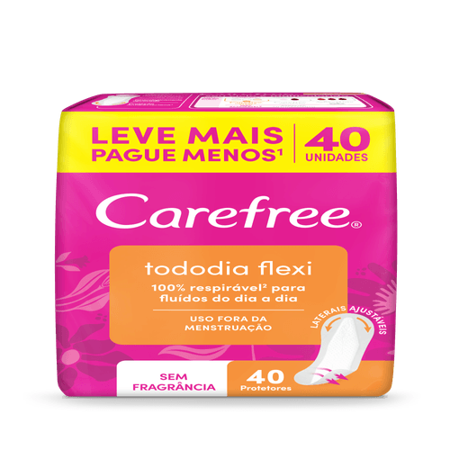 Protetor-Diario-sem-Abas-Carefree-TodoDia-Flexi-Pacote-40-Unidades-Embalagem-Economica Protetor-Diario-sem-Abas-Carefree-TodoDia-Flexi-Pacote-40-Unidades-Embalagem-Economica