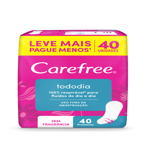 Protetor-Diario-sem-Abas-Carefree-TodoDia-Pacote-40-Unidades-Embalagem-Economica