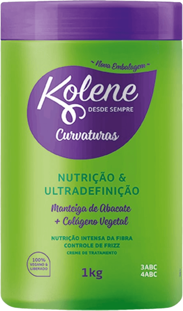 Creme de Tratamento Liberado Nutrição & Ultradefinição Manteiga de Abacate + Colágeno Vegetal Kolene Curvaturas Pote 1kg
