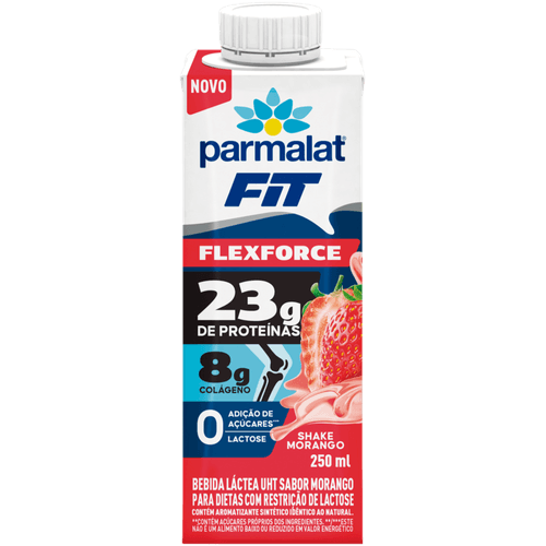 BEBIDA-LACTEA-PARMALAT-FIT-FLEXFORCE-250ML-TP-23G-DE-PROTEINA-E-8G-DE-COLAGENO|-ZERO-LACTOSE|-SABOR-SHAKE-DE-MORANGO