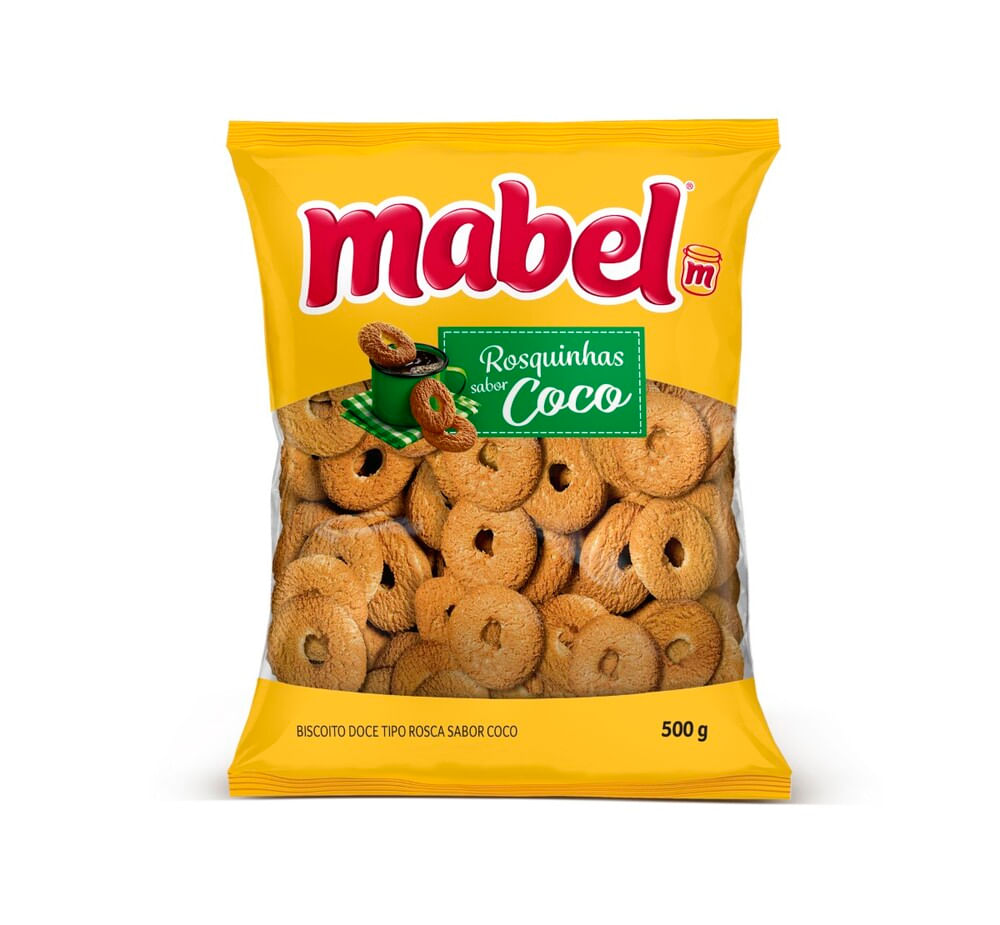 Biscoito Doce Rosquinha com Coco Mabel Pacote 500g
