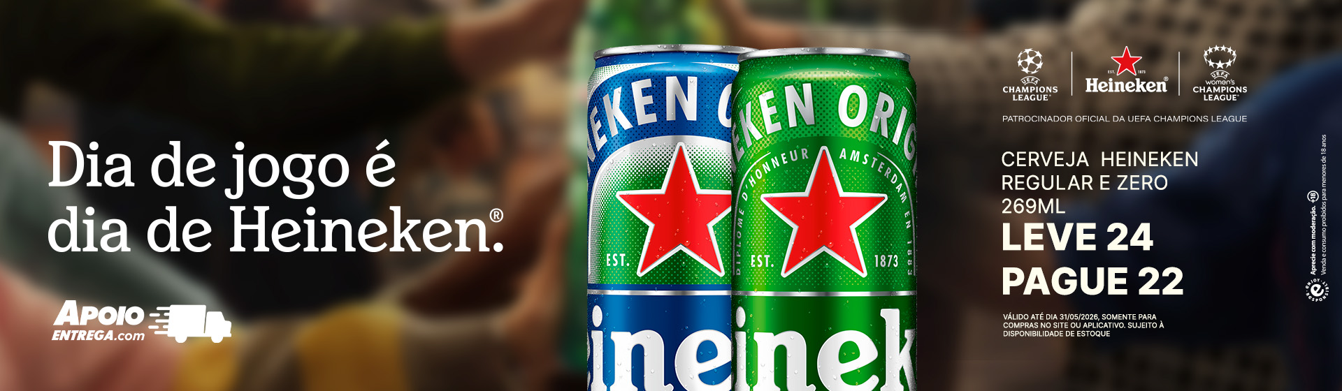 Cerveja Heineken Regular e Zero 269ml até 31/05