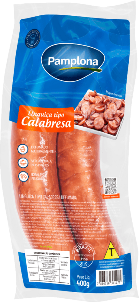 Linguiça Calabresa Defumada Pamplona 400g