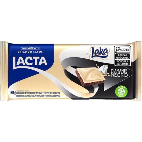 Chocolate-Lacta-branco-e-ao-leite-Diamante-Negro-Laka-80g